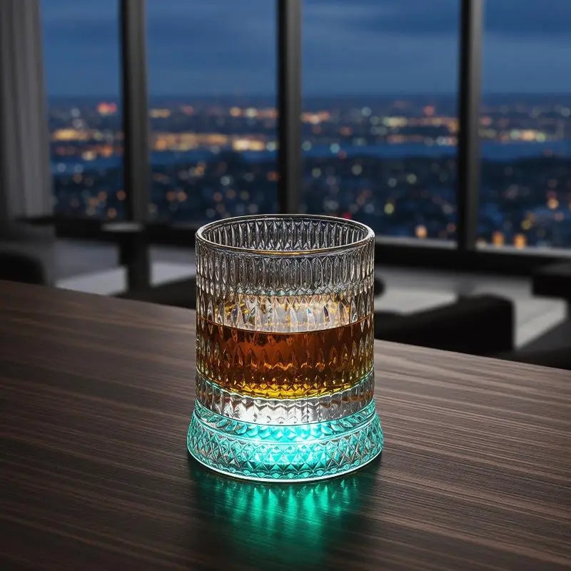 Vintage Glass 360 Rotating Cup Base Creative Glowing Rotation Light Qme