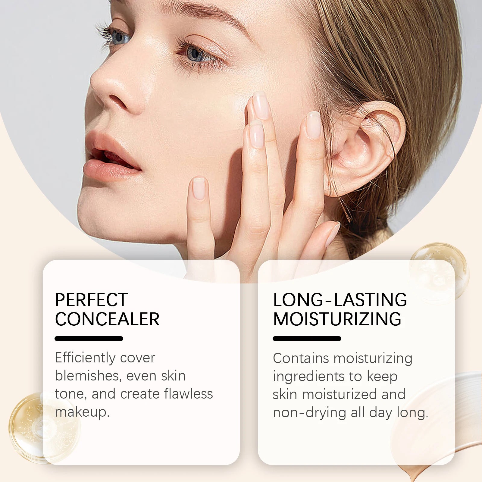 Color Changing Foundation Light Spectrum Sunscreen Serum SPF 50 Concealer Full Coverage Moisturizing Face Makeup Base Cosmetics Qme