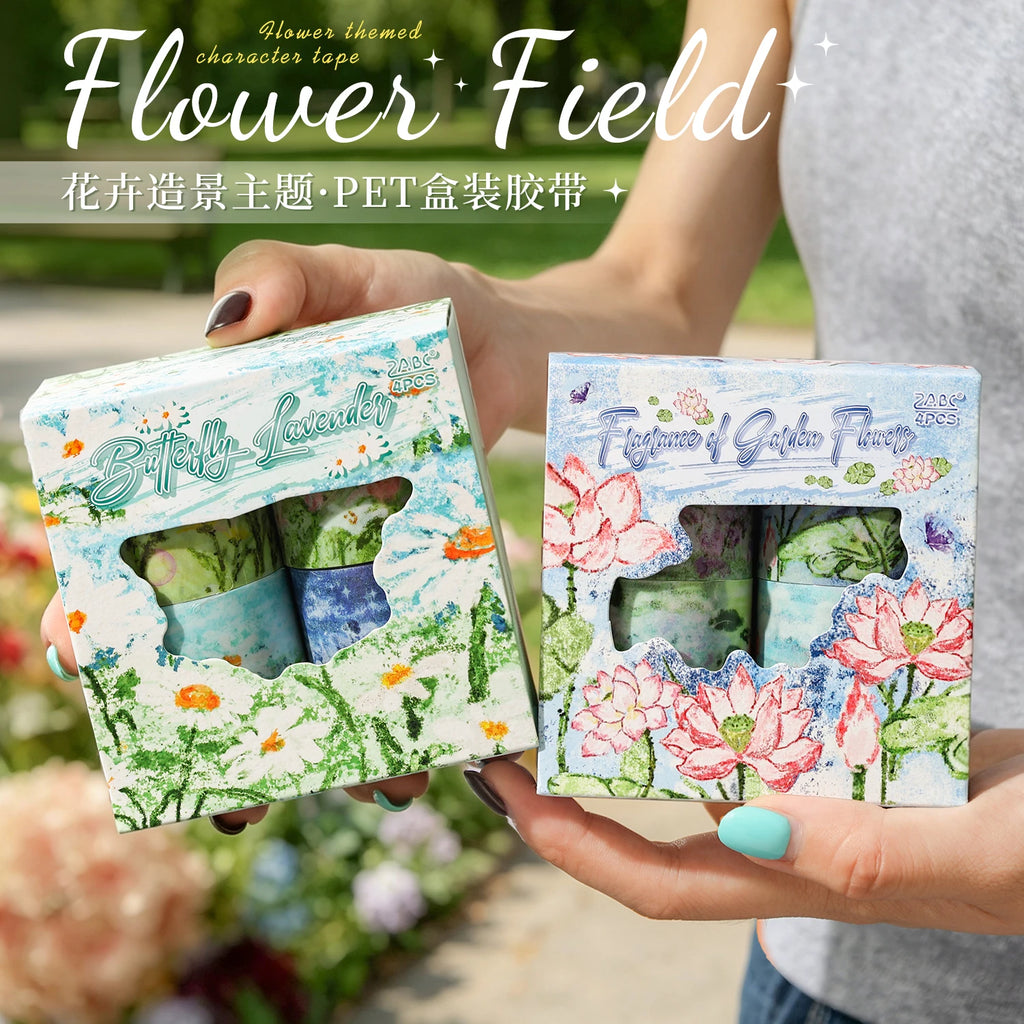 4/8Rolls 200cm PET Washi Tape Set Flower Scenery Decorative Tape for Plant & Flower Lovers Aesthetic Diary Stationery Stickers Qme