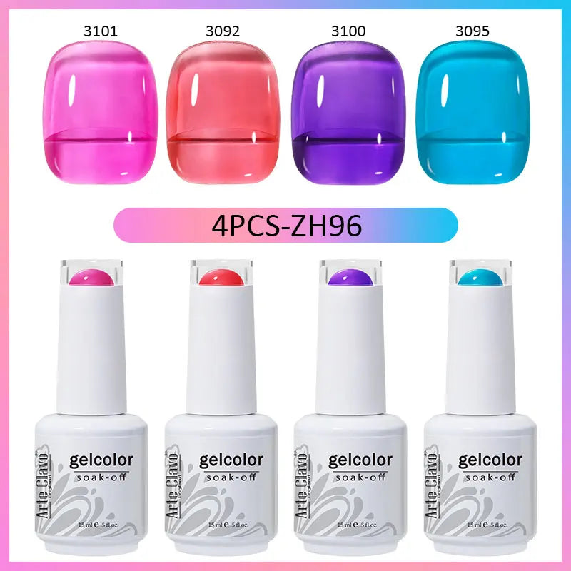 Arte Clavo 4 6 8 Gel Nail Polish Art Soak Off UV Colorful Semi Qme AC-4B-ZH96