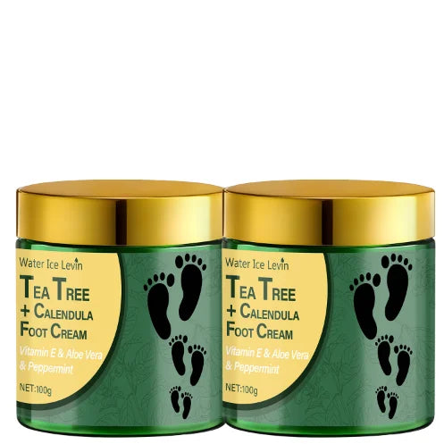Tea Tree & Calendula Foot Cream with Vitamin E & Aloe Vera, Hydrates & Soothes Feet, Lightweight Non-Greasy Formula. Qme green 100g