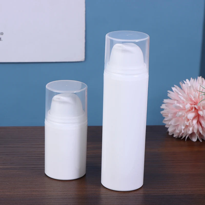 Refillable White Plastic Airless Pump Bottles Cream Emulsion Lotion Qme