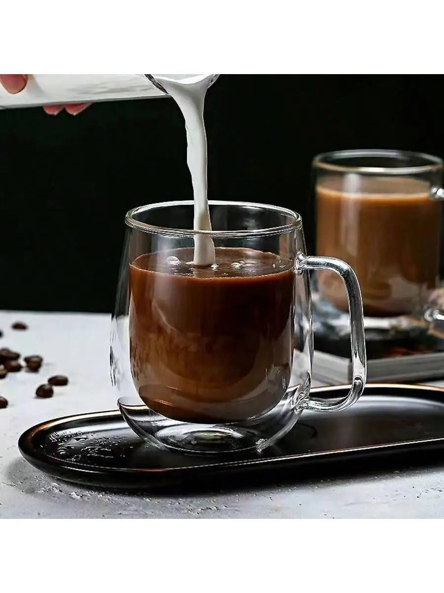 150- Heat Resistant Borosilicate Glass Mug Double Wall Coffee Cup Qme 300ml 201-300ml