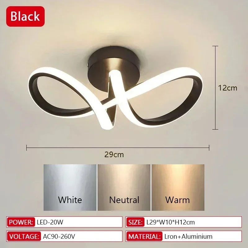 LED Aisle Ceiling Lights Modern Chandelier Three Colors Lamp Minimalist Lamps For Bedroom Light Surface Installation Dining Room Qme black