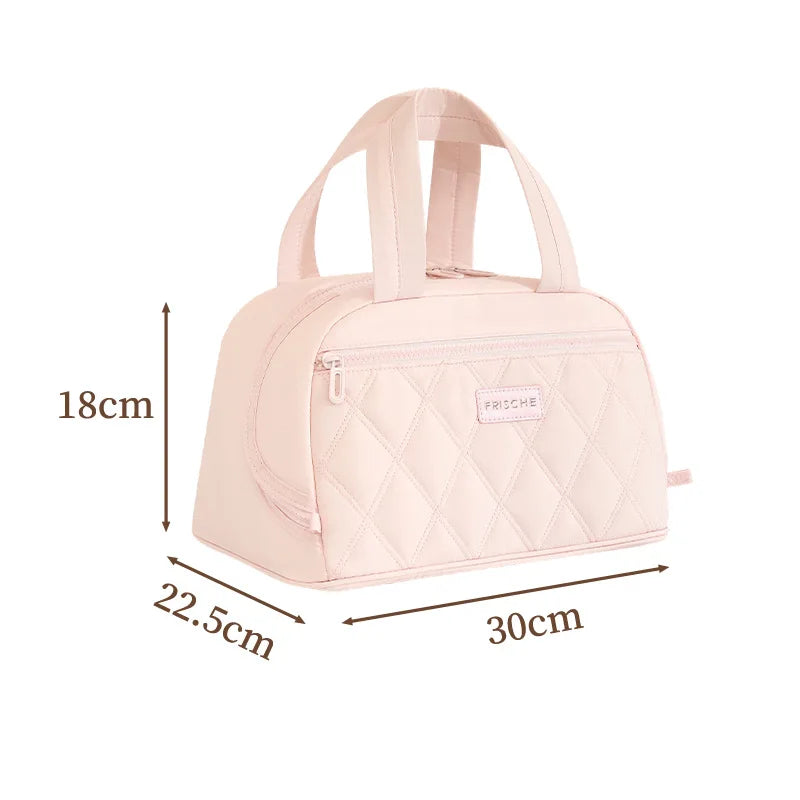 Hot Sale Large Lunch Bag Women Waterproof Concise Convenient Fresh Cooler Bags Thermal Breakfast Food Box Portable Picnic Travel Qme LB-Pink