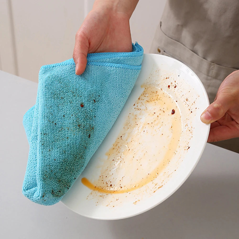 Microfiber Cleaning Cloth Random Dishwashing Household Rag Kitchen Qme