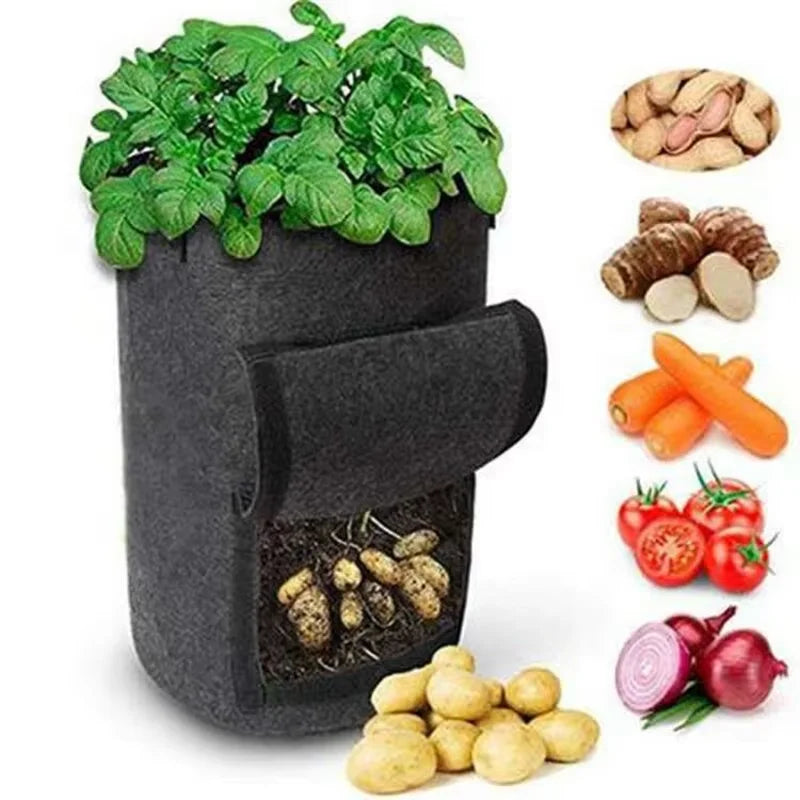 Garden Felt Potato Planting Bag Large Diameter Vegetable Plant Seedling Bag Non-Woven Felt Potato Growing Bucket Qme