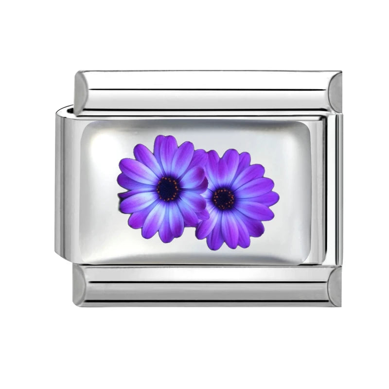 Fashion African Daisy Iris Peony Rose Flower Butterfly Italian Charm Fit 9MM Stainless Steel Bracelet Women Men DIY Jewelry Gift Qme Style 2