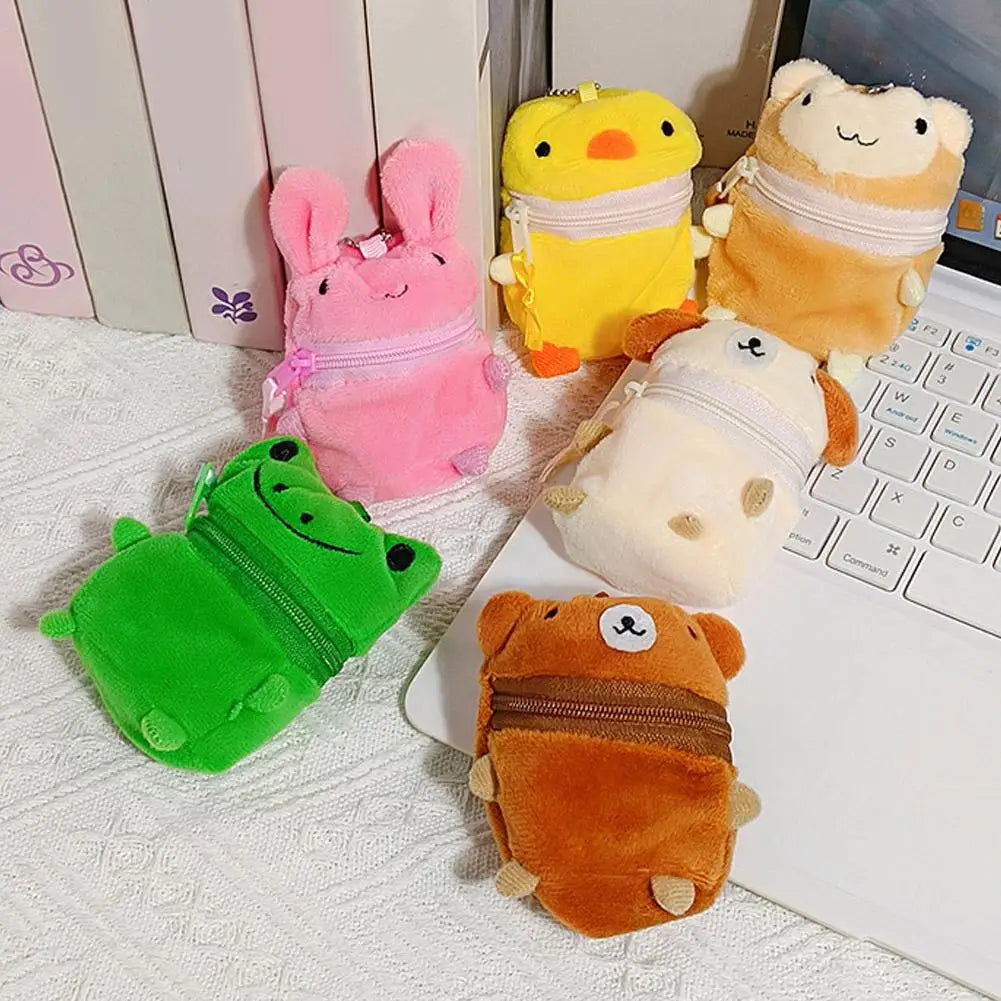 Keychain Bag Plush Coin Purse Charm Cartoon Doll Protective Case Qme