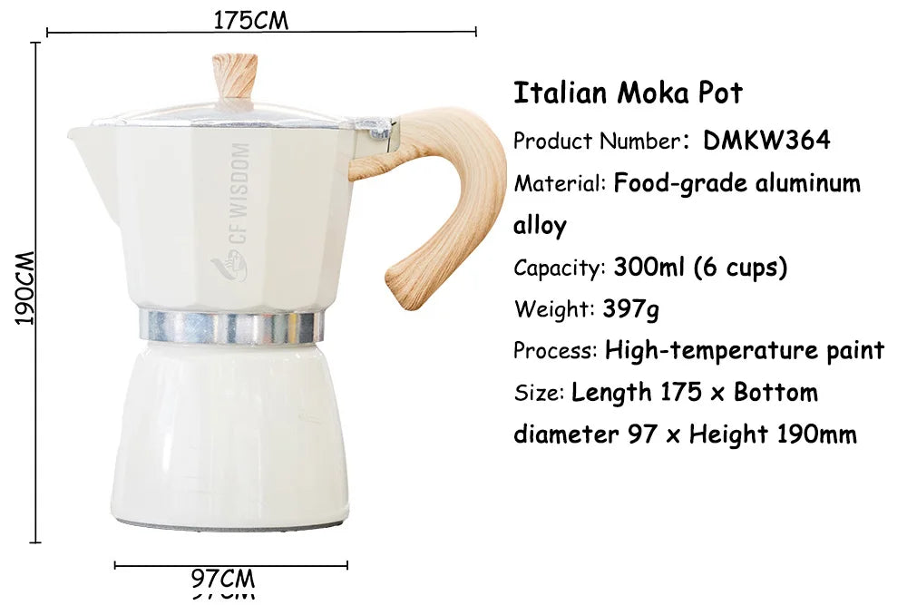 Classic Espresso Maker Home Use Premium Moka Pot Brewer Durable Qme DMKW364