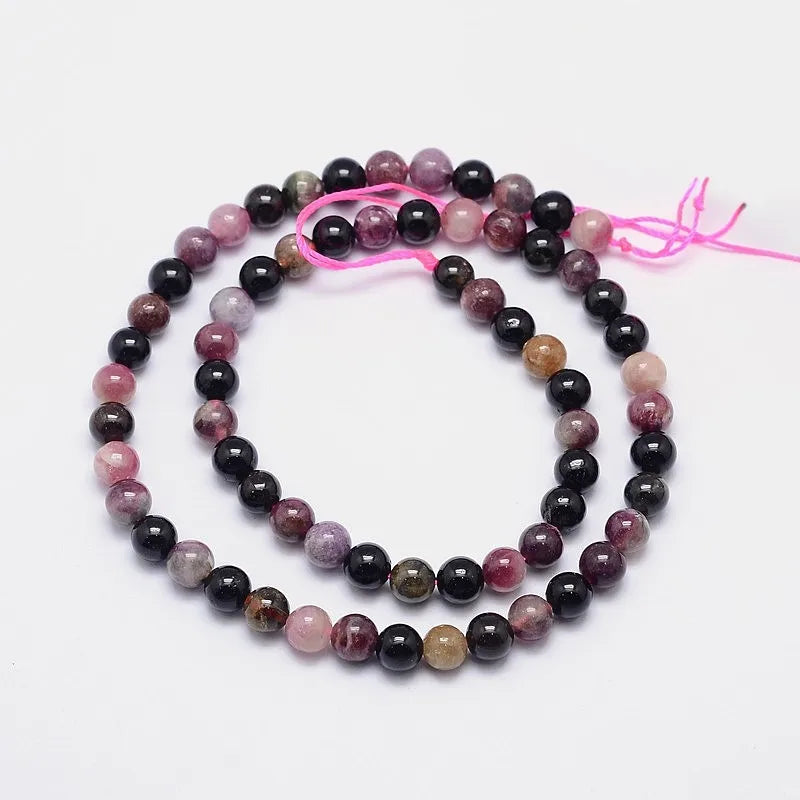 Natural Multicolor Tourmaline Round Bead Strands, 3mm 4mm 5mm 6mm 8mm for DIY Necklace Bracelet Earring Jewelry Making Qme