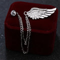 Angel Wings Tassel Chain Lapel Pin, Luxury Metal Feather Unisex Brooch Jewelry Gifts for Men Women Qme A2