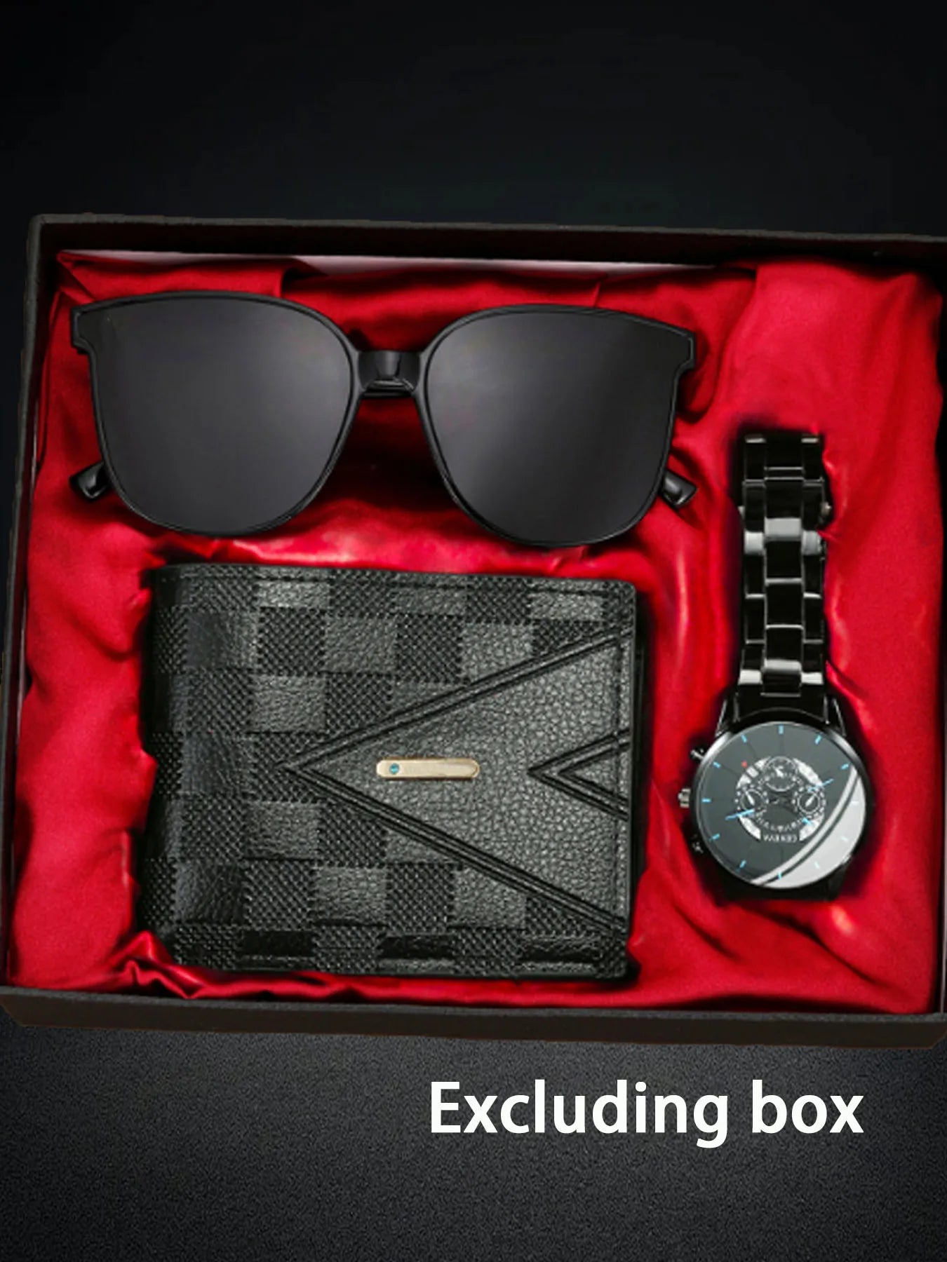 Classic Fashion Men's Calendar Watch Set (Watch + Wallet + Glasses) Qme 1