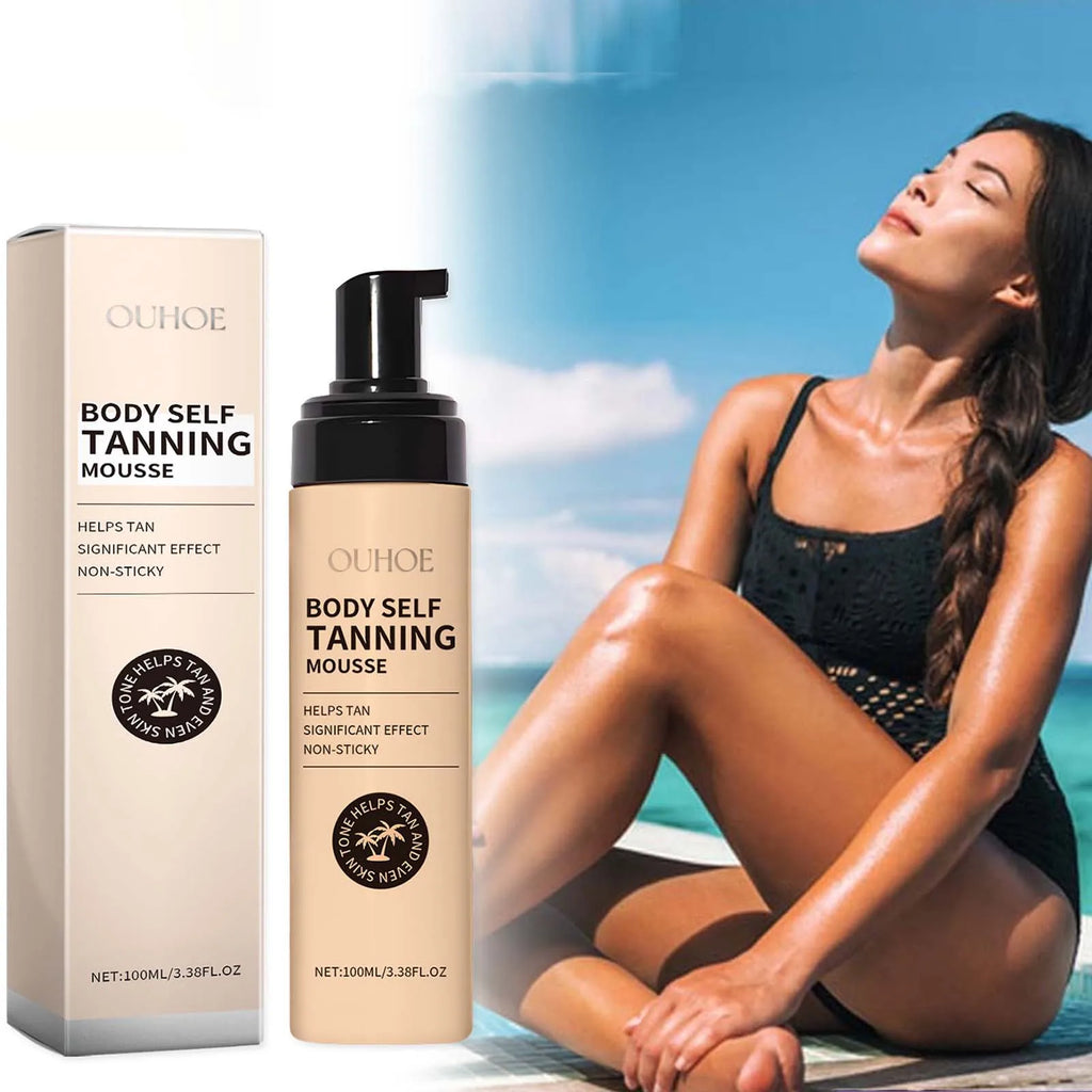 Body Self Tanning Mousse Fake Tan Bronze Skin Quick Natural Tanning Mousse Body Bronzer Sunless Self Tanner Face Body Outdoor Qme 100ml