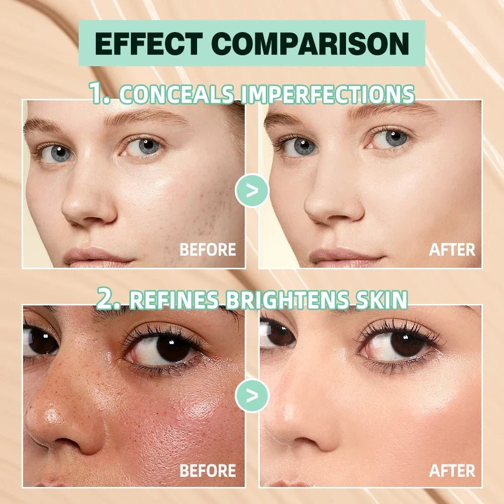 QIBEST 3D Full Coverage Concealer Long Lasting Liquid Concealer For Dark Circles Natural Finish Seamless Blend Under Eye Makeup Qme