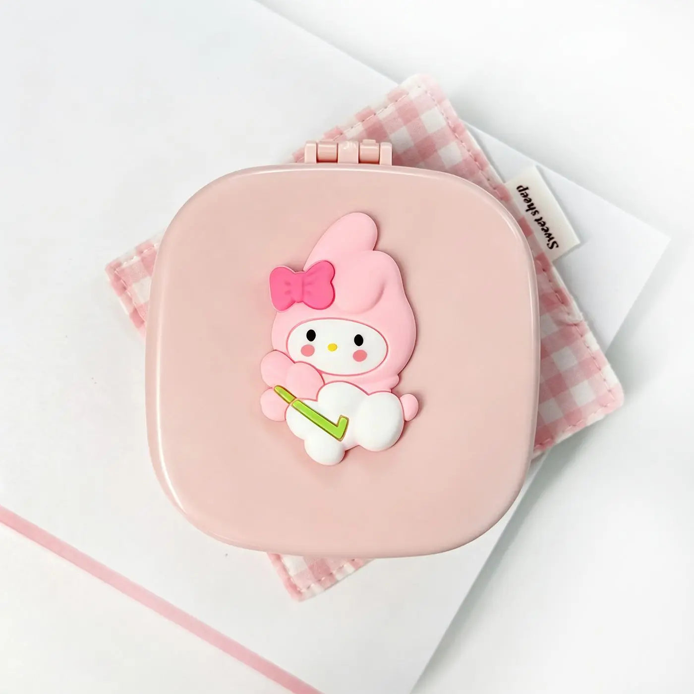 Hello Kitty Kuromi Jewelry Box, Portable Home Makeup Case, Student Bangs Comb and Folding Mirror Comb Storage Box Qme 1