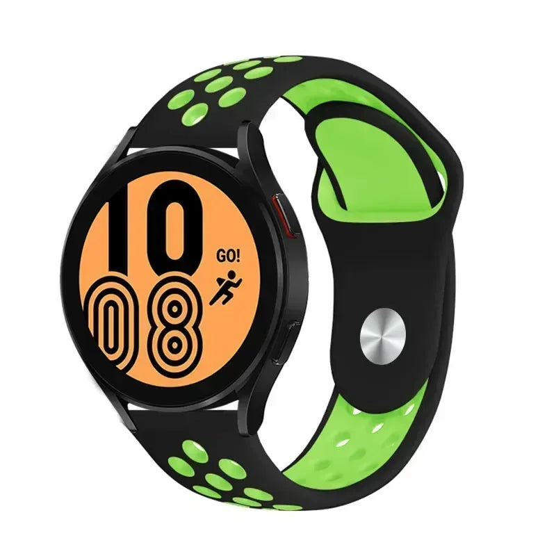 20mm 22mm Watch Strap for Samsung Galaxy Watch 6 5 4 3 Classic 47mm 43mm Pro 45mm 40mm 44mm Silicon Bracelet Huawei GT/3/2 Band Qme Black Green 20MM Watch Band