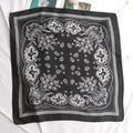 Women Scarf Fashion Paisley Printed Hijab Satin Bandana Head Scarfs Qme black 70cm-70cm