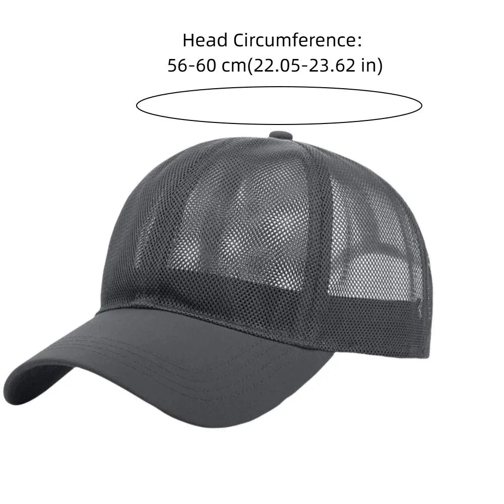 Adjustable Full Mesh Baseball Cap Sun Protection Openwork Quick Dry Baseball Cap Polyester Soild Color Hollow Out Baseball Cap Qme