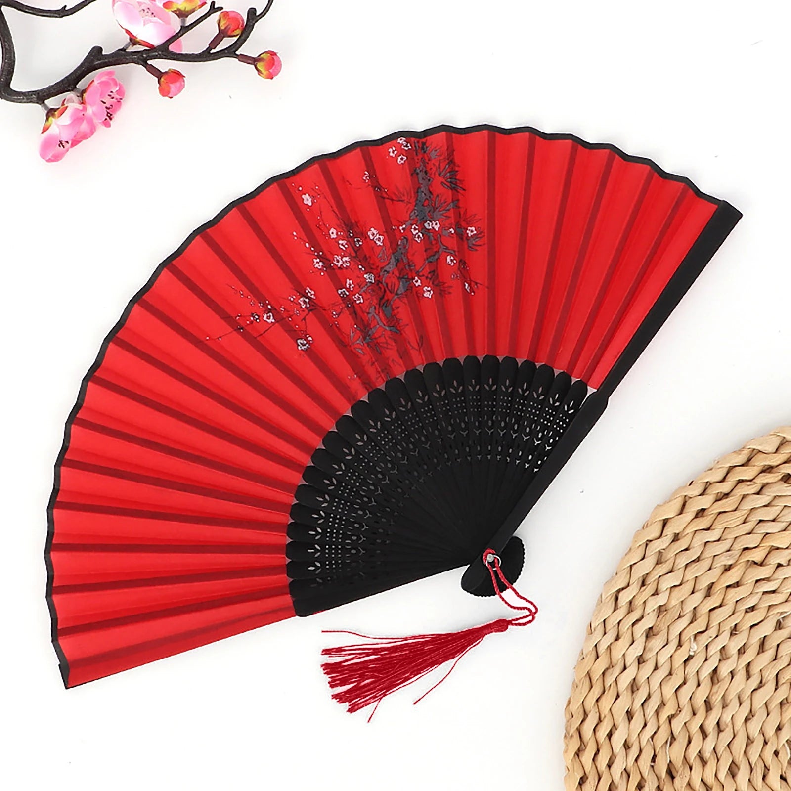 Chinese Style Folding Wood Dance Fans Hollow Ribs Elegant Vintage Style Trim Handheld Fan Foldable Wedding Party Home Decor Qme One Size K