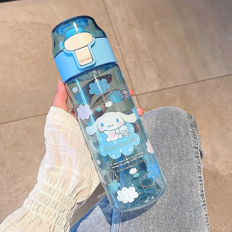 Hello Kitty Kuromi High-Quality Plastic Cup Convenient Carry-Handle Direct-Drink Cup Student & Casual Water Cup Water Bottle Qme 2