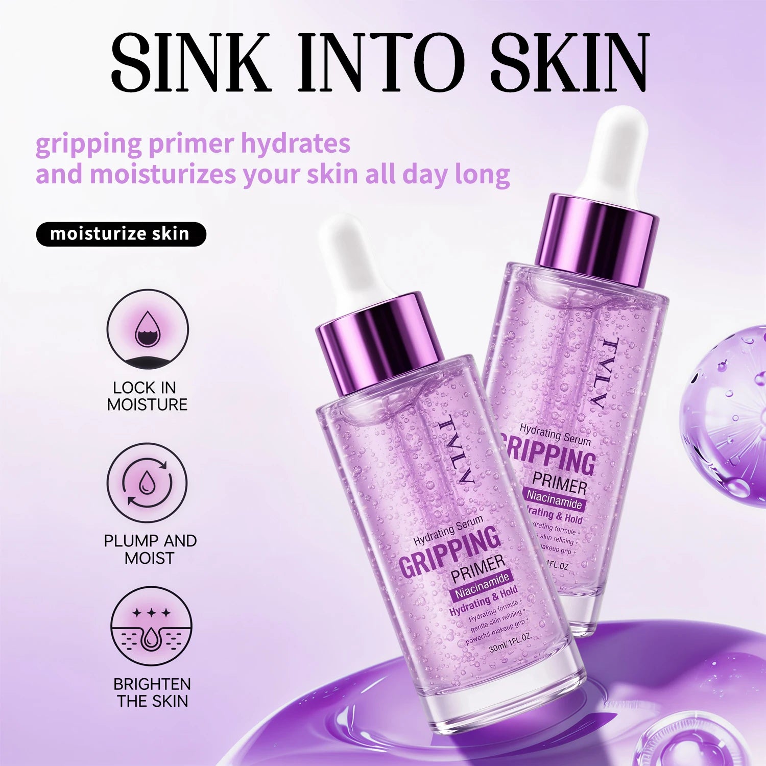 Hydrating Serum Gripping Primer Waterproof Sweat Proof Durable Qme