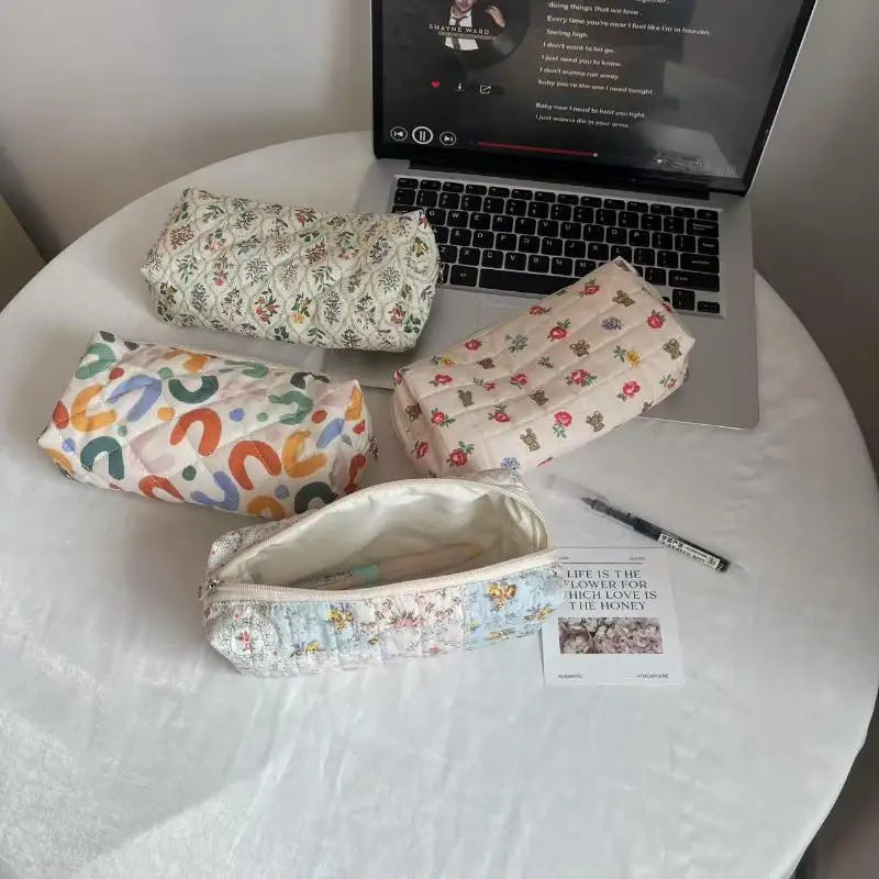 Silver Ballet Cute Bow Large Capacity Pencil Case Student Stationery Qme