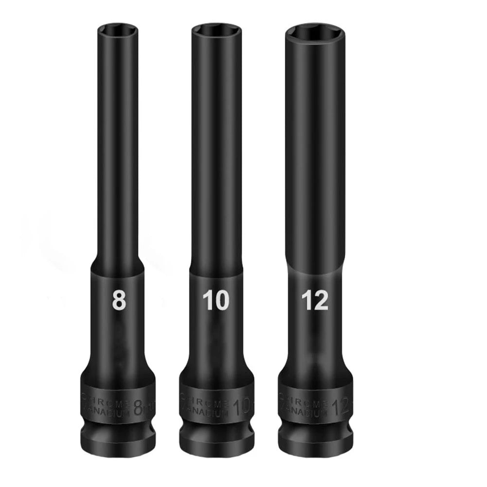 3x 1/2 Drive Socket Head Wrench Hex 8-12mm Wrench Hex Socket Head Adapter Spanner Converter Chrome Vanadium Steel Qme