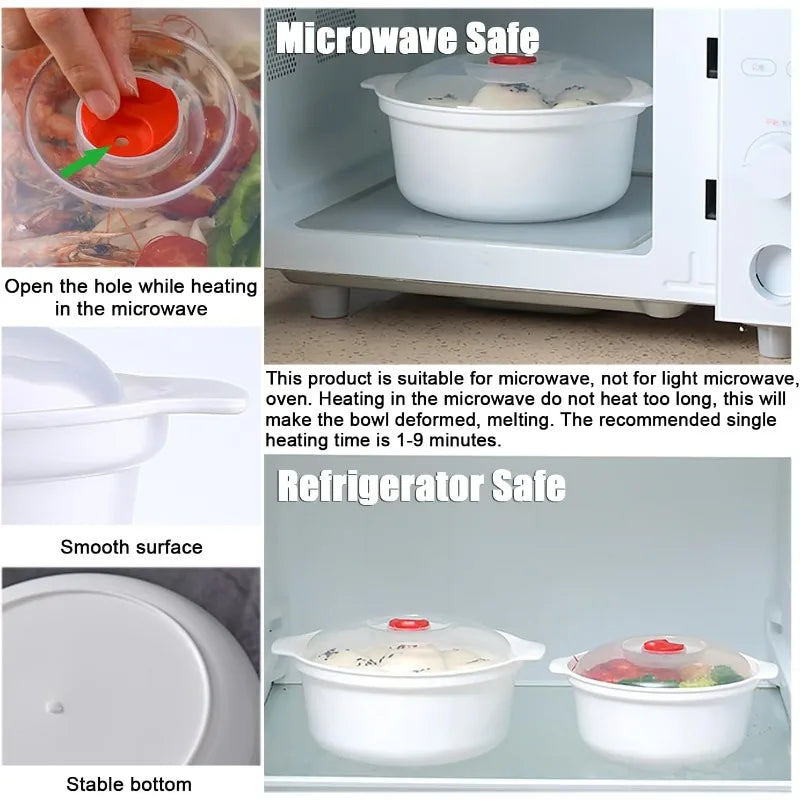 Microwave Heating Bowl Plastic Special Box Heated Fresh-keeping Lid Environmentally Friendly Food-grade Kitchen Tools Qme