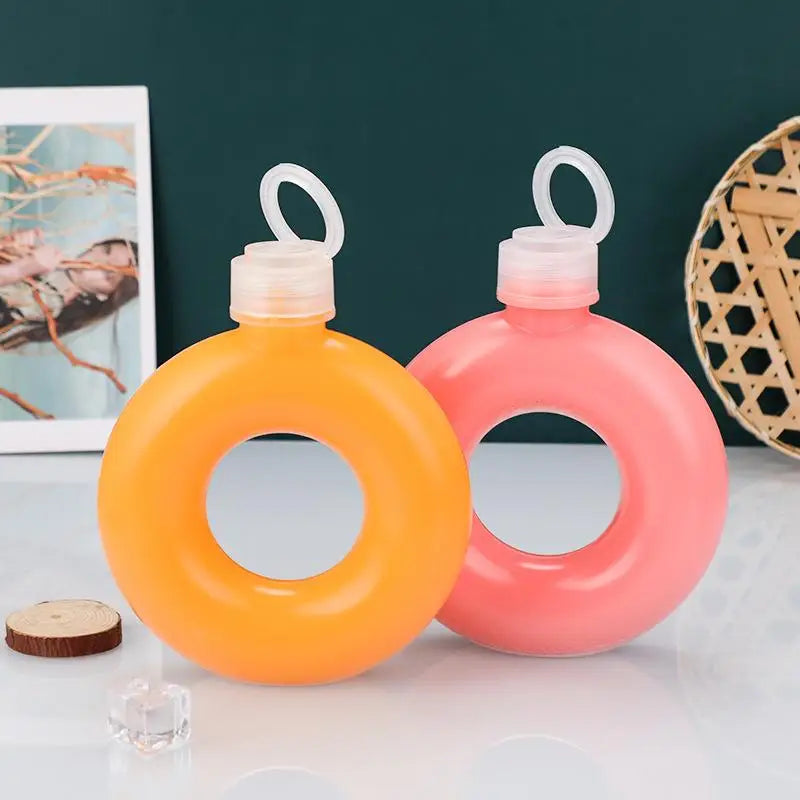 350ML Donut Kids Water Bottle Leak-Proof Travel Cup Children Anti Fall Transparent Drinking Bottle Sports Water Bottle Qme