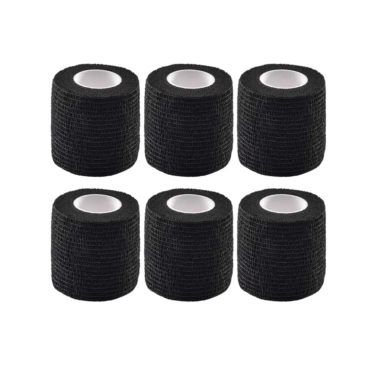 6/12PCS Gauze Bandage Self-adhesive Breathable Elastic Bandages for Nail Tattoo Art Sports Fixing Finger Wrist Leg Qme 6 Black