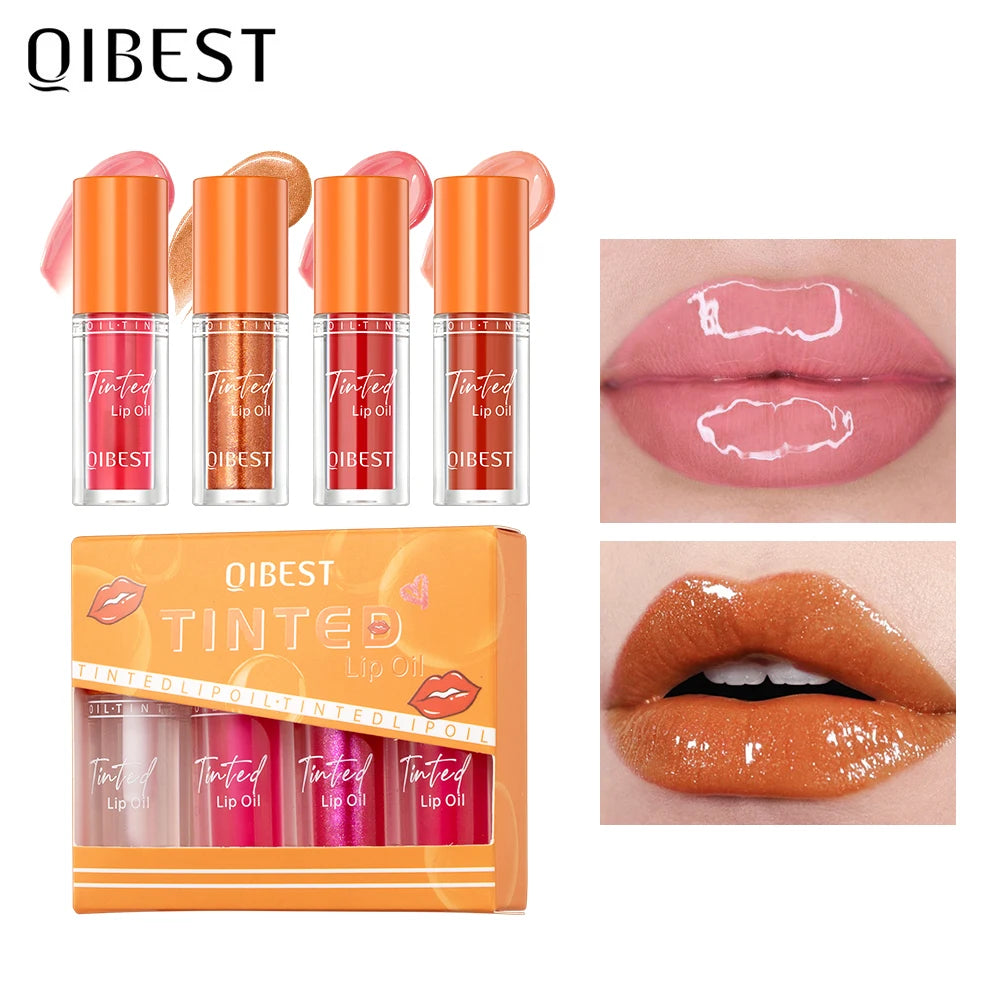 QIBEST Transparent Mirror Water Gloss Lip Gloss Moisturizing Liquid Lipstick Crystal Jelly Lip Oil Plumping Lip Tint Balm Makeup Qme