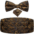 Hi-tie Mens Cummerbunds Vintage Formal Jacquard Pailey Bowtie Hanky Qme YF-2031