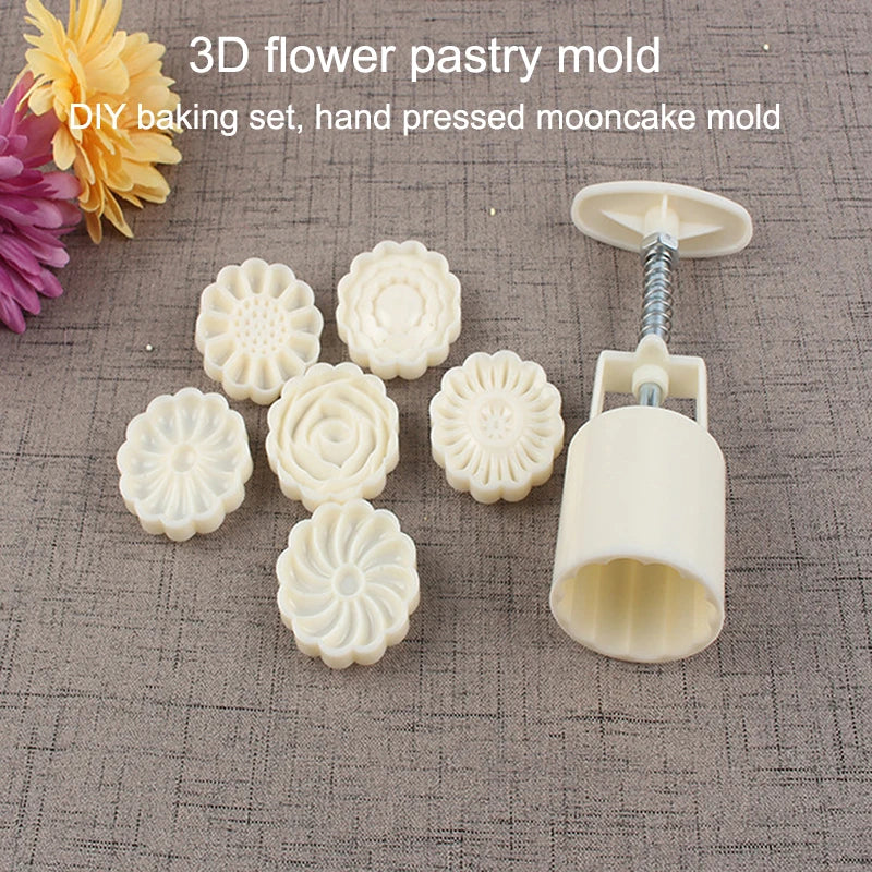 Mooncake Mold Set Pattern Seal, Suitable For Mid-Autumn Cakes, Diy Cookies, Flower Dessert Making Tools Baking Tool Home、 Qme