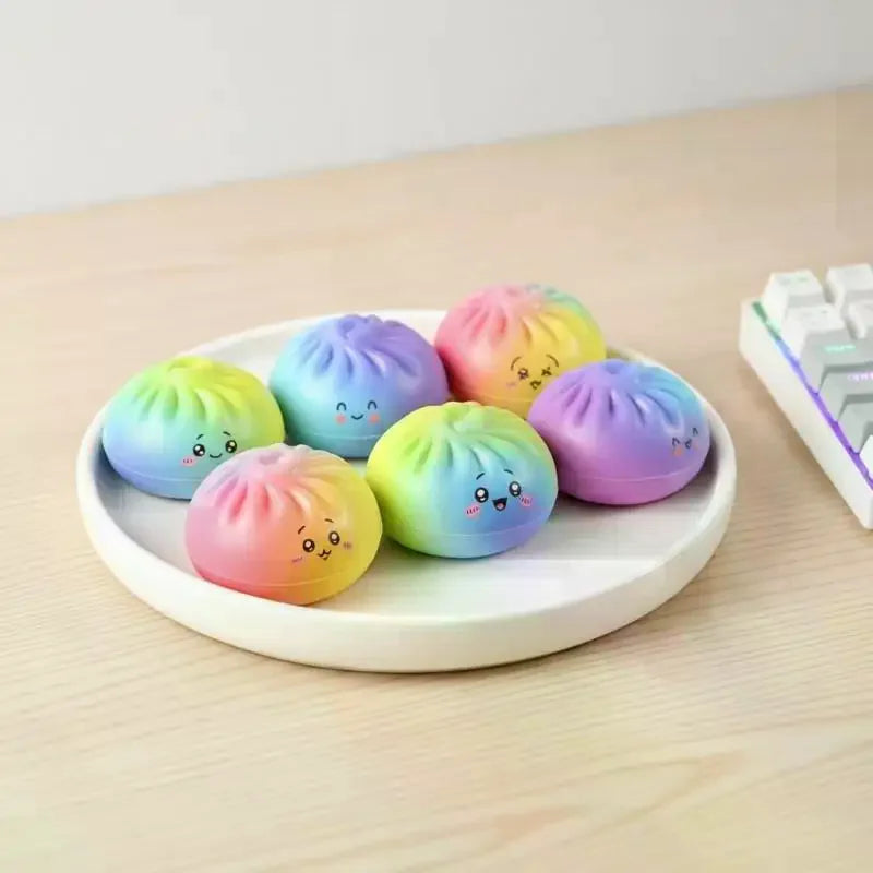 Simulation Dumpling Soft Colorful Stress Relief Toy Anti Anxiety Fidget Gift For Adults Relieve And Pressure Qme