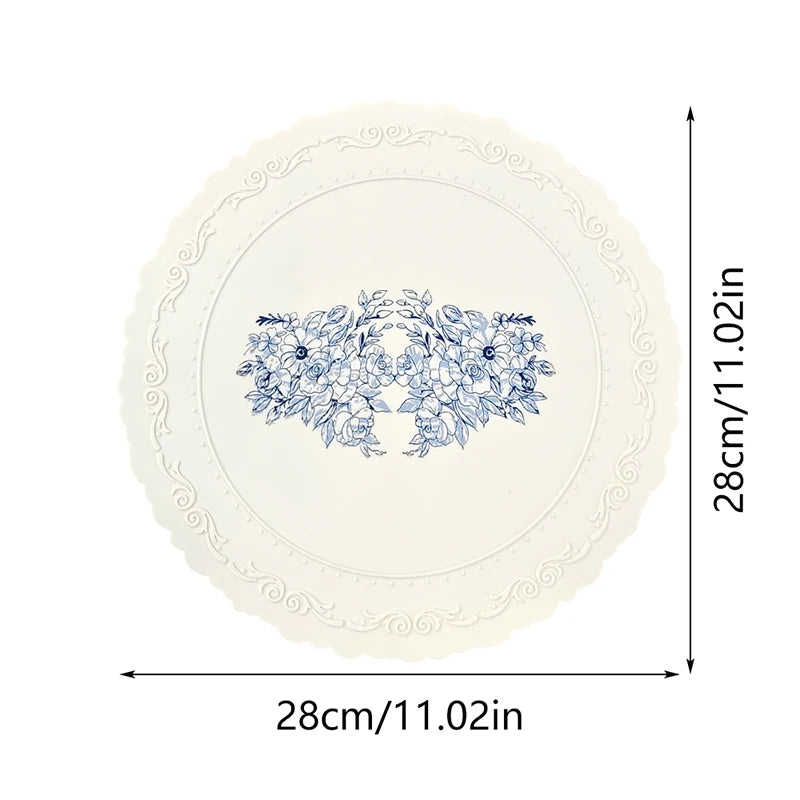 Silicone Carved Dining Mat Retro Pattern Table Floral Placemat Qme A1 1pc