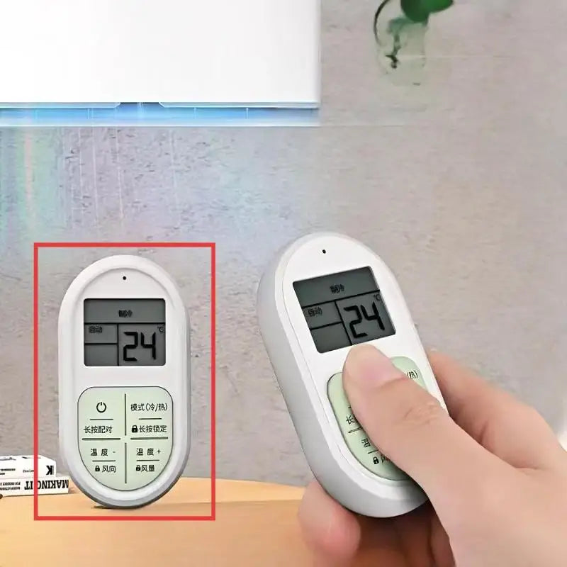 Mini Portable Universal AC Remote Control Glow Buttons LCD Display Qme No plug White