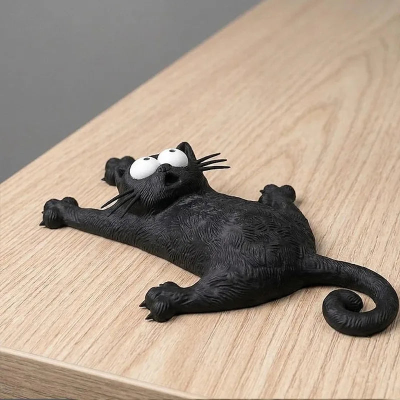 Cartoon Cute Fluffy Black Cat Fridge Magnet Creative Animal Model Qme
