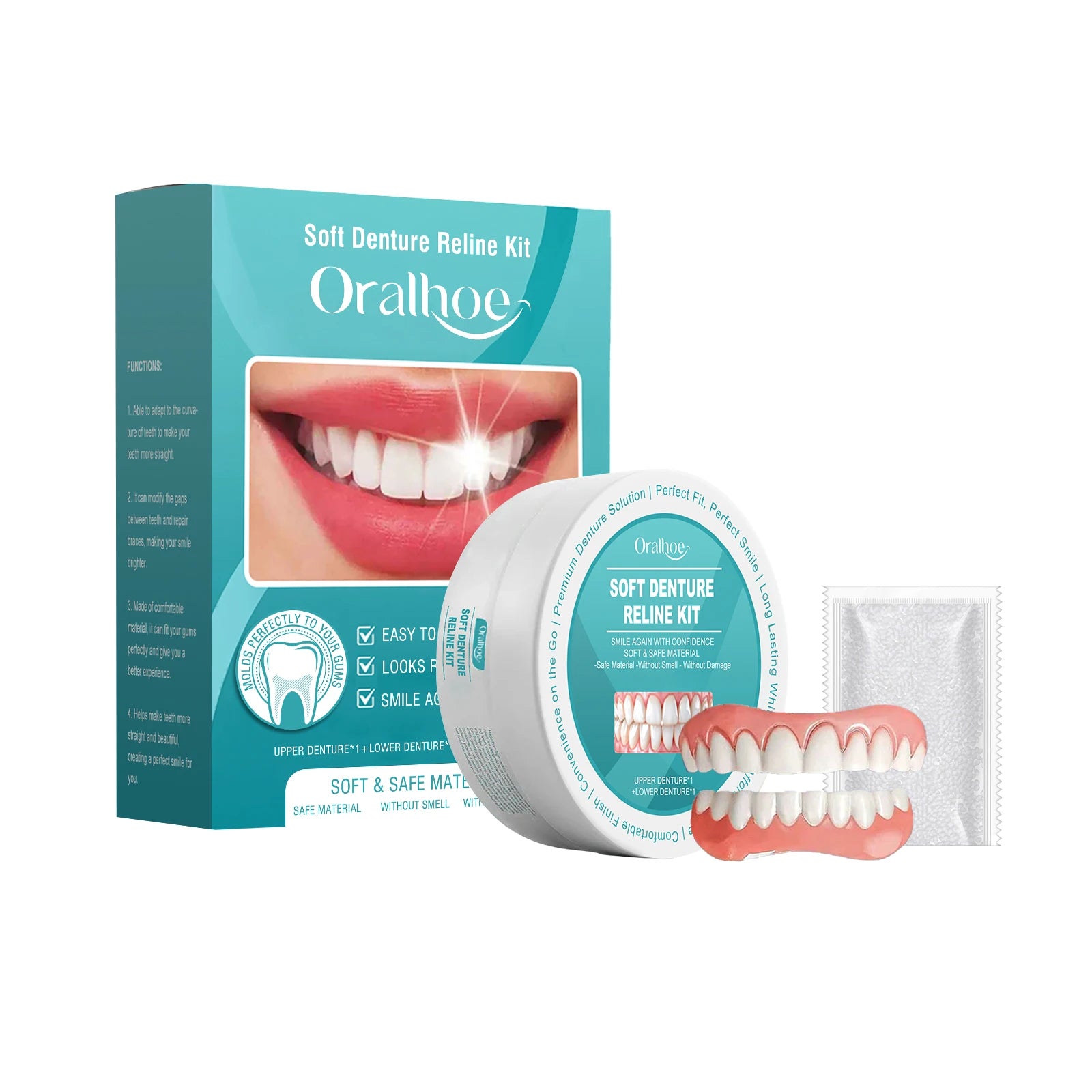 Adjustable Silicone Dentures Temporary Orthodontic Braces Removable Dental Veneers Fit Mouth Perfect Smile False Teeth Full Set Qme 1pcs Boxed