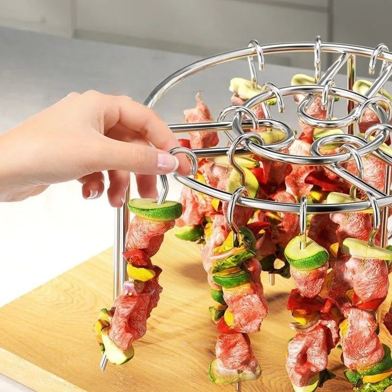 Stainless Steel Vertical Grill Rack Detachable String Grill Vertical Barbecue Skewer Bracket 12/24/36/48 Skewer Holder Qme