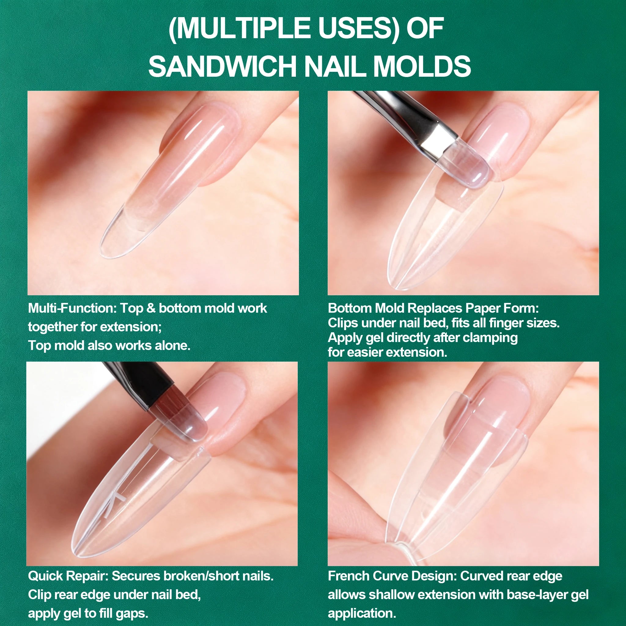 Nailpop Sandwich Nail Dual Forms 15 Shapes French Manicure Extension Qme