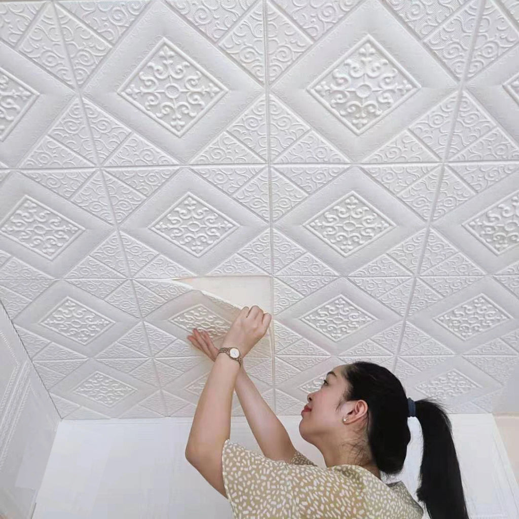 1Pcs 35*35cm Self-adhesive 3D Background Wallpaper Foam Wall Sticker Waterproof Moistureproof Living Room Decoration Qme