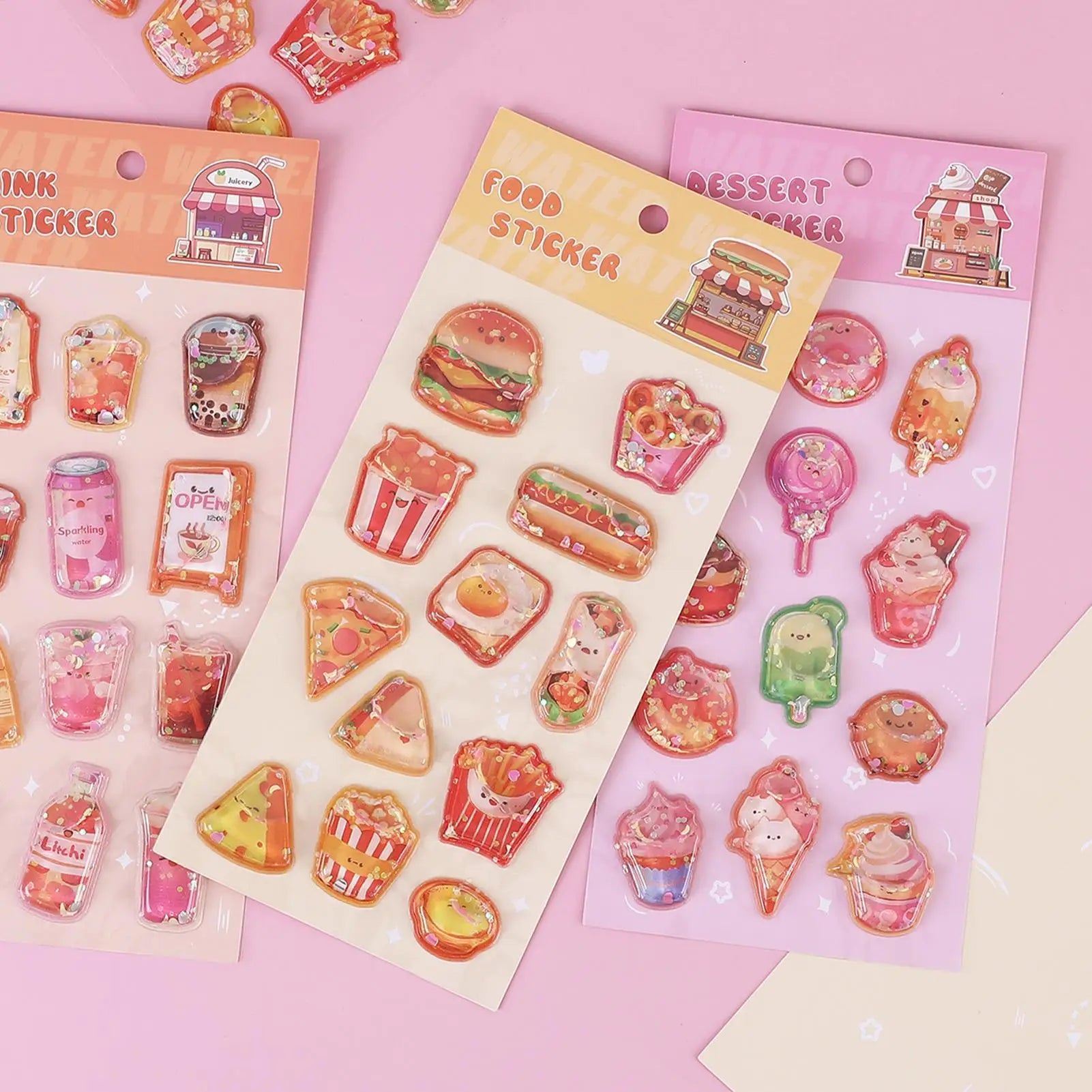 3D Stickers Embossed Adorable Assorted Decals Mini Hamburger Cartoon 3D Stickers for Boys Girls Children Teens Students Laptop Qme