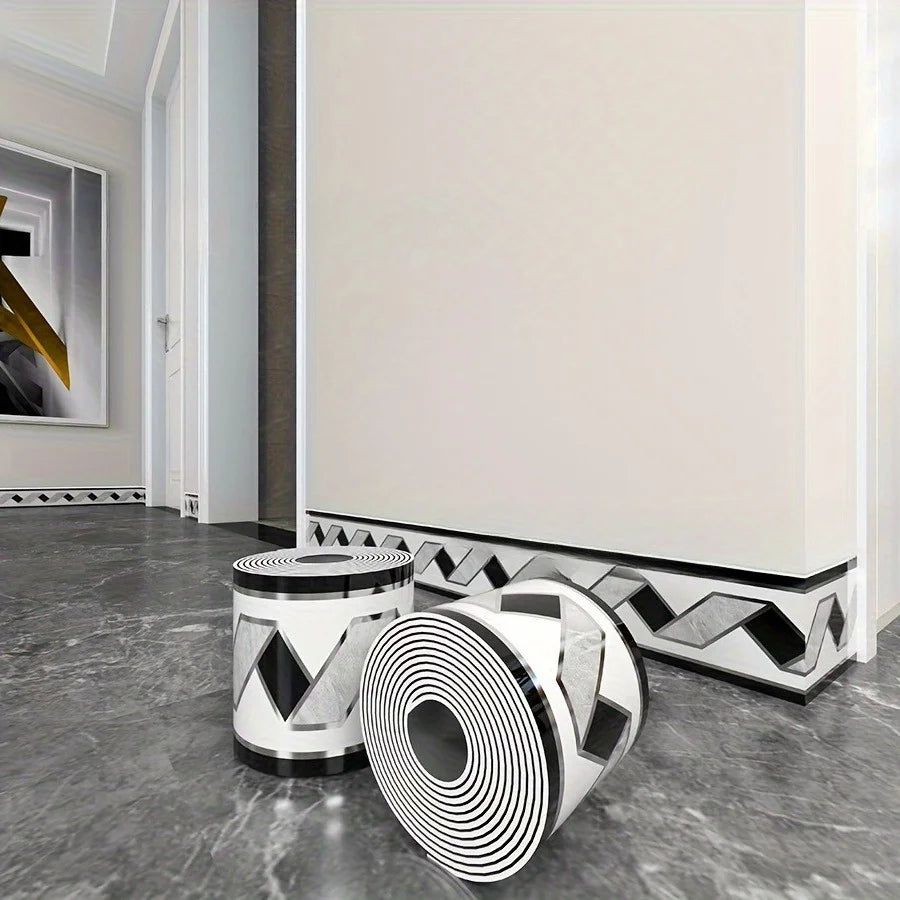 Roll Up Self-Adhesive Skirting Board Anti-Collision and Waterproof Waistline Living Room and Bedroom Decorative Wall Stickers Qme DW-232 1pcs