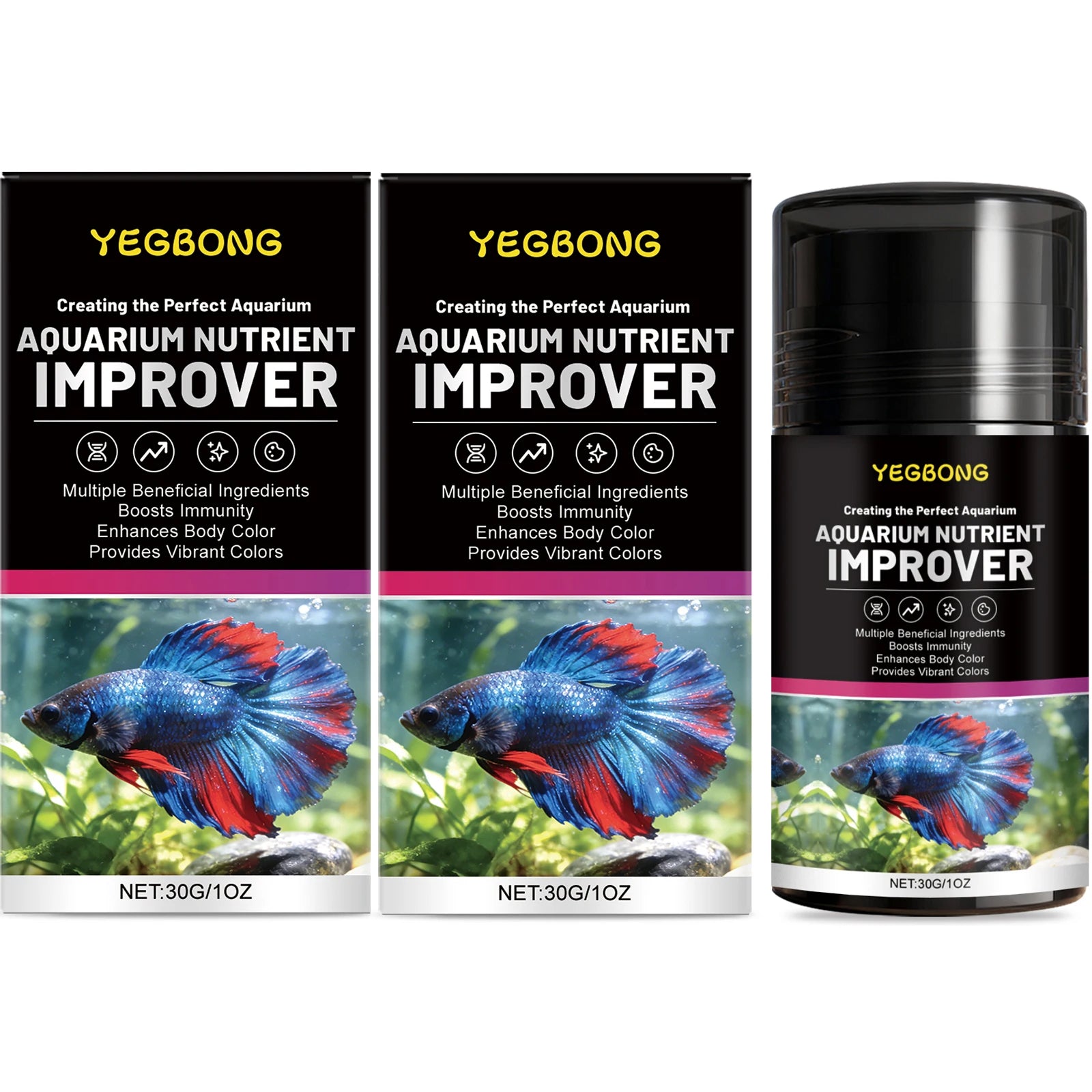 Aquarium Nutrient Improver Promoting Growth Supplement Natural Pigment Enhancing Color Boost Lmmunity Ornamental Fish Care Agent Qme 2 x 30g Boxed