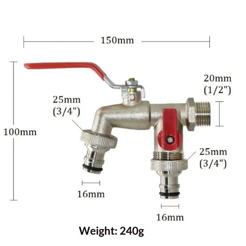 2 Outlets Irrigation Joint Replacement Fitting 1 2'' 3 4'' IBC Water Qme