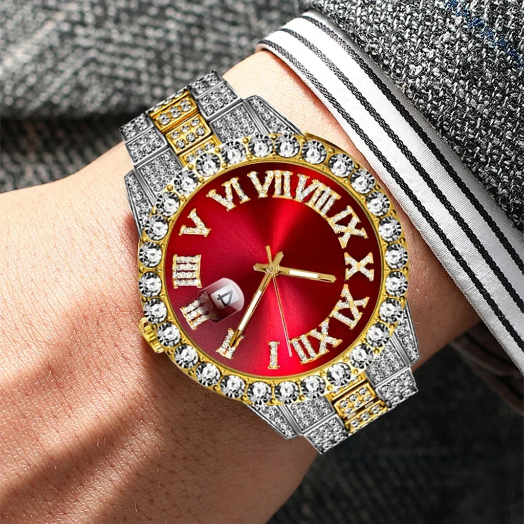 Iced Out Watch Men Luxury Brand Full Diamond Mens Watches AAA CZ Quartz Men's Watch Waterproof Hip Hop Male Clock Gift for Men Qme
