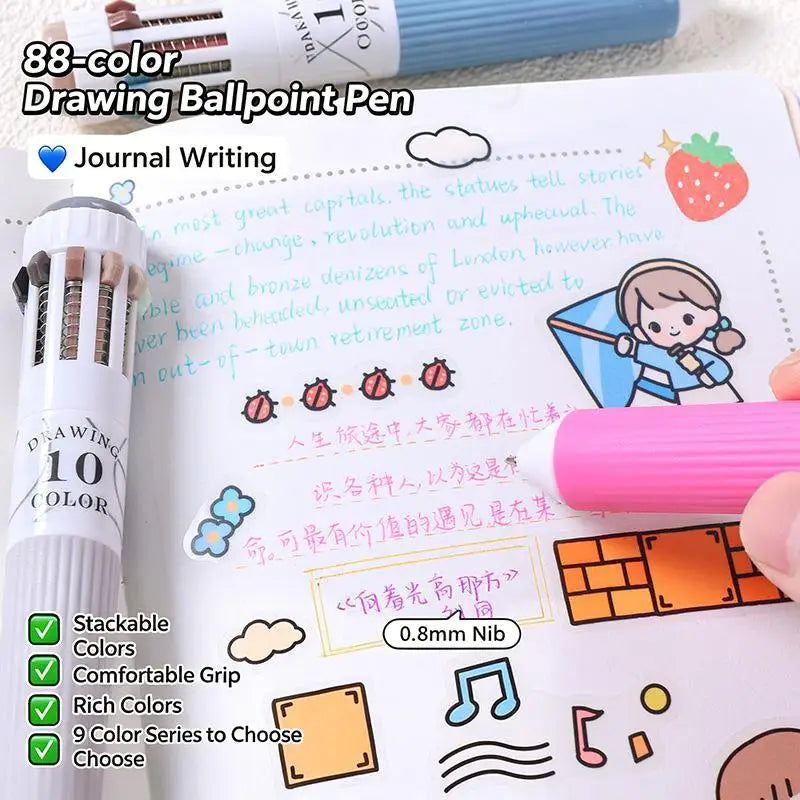 Retractable Multicolor 1 Ballpoint Pen Tip 3 6 Art Student Drawing Qme