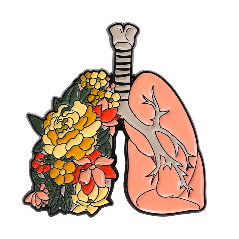 Organs Flower Enamel Pin Body Internal Heart Brain Lung Plant Butterfly Brooch Lapel Badge Medical Jewelry Punk Gift Wholesale Qme style 5