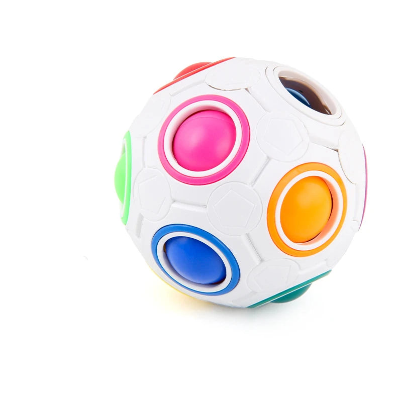 Magic Rainbow Puzzle Ball Speed Cube Ball Fun Stress Reliever Brain Teaser Color Matching 3D Puzzle Toy for Children Teen Adult Qme White